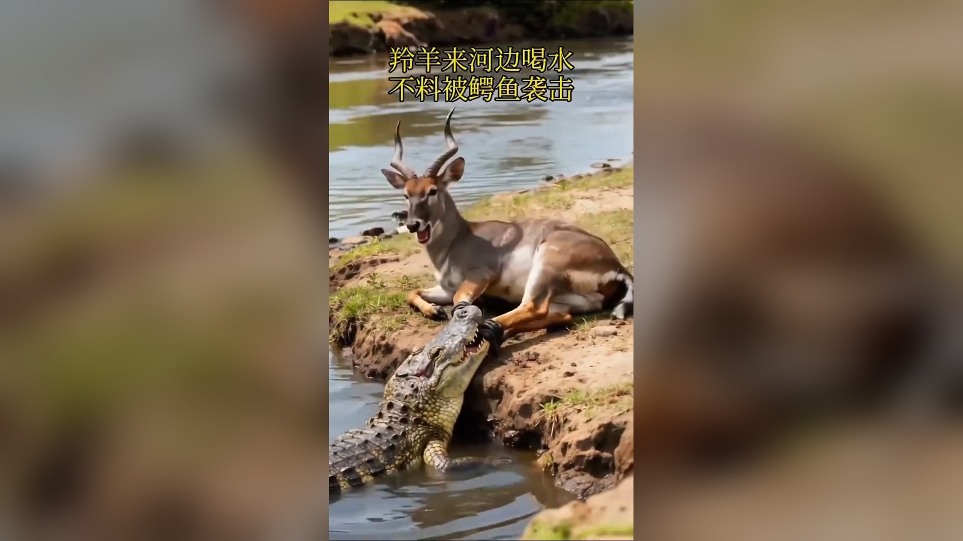 A1005002_Baby Deer’s Crazy Encounter with Hippo and Crocodile! ��� #WildAnimalsbaby deer gets saved by a c