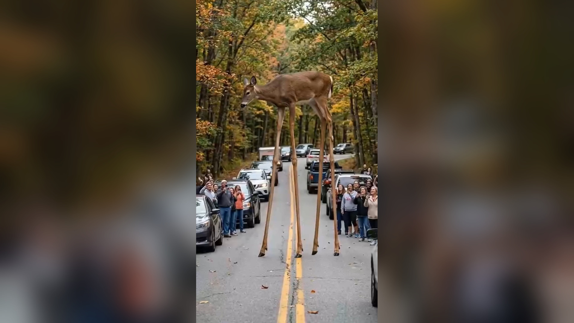 A2605002_1 deer with 4 high legs, crossing the road #RescueAnimals #viral # #savewildlife #wildlife_part1